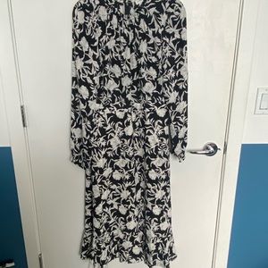 J Crew Factory midi dress black floral